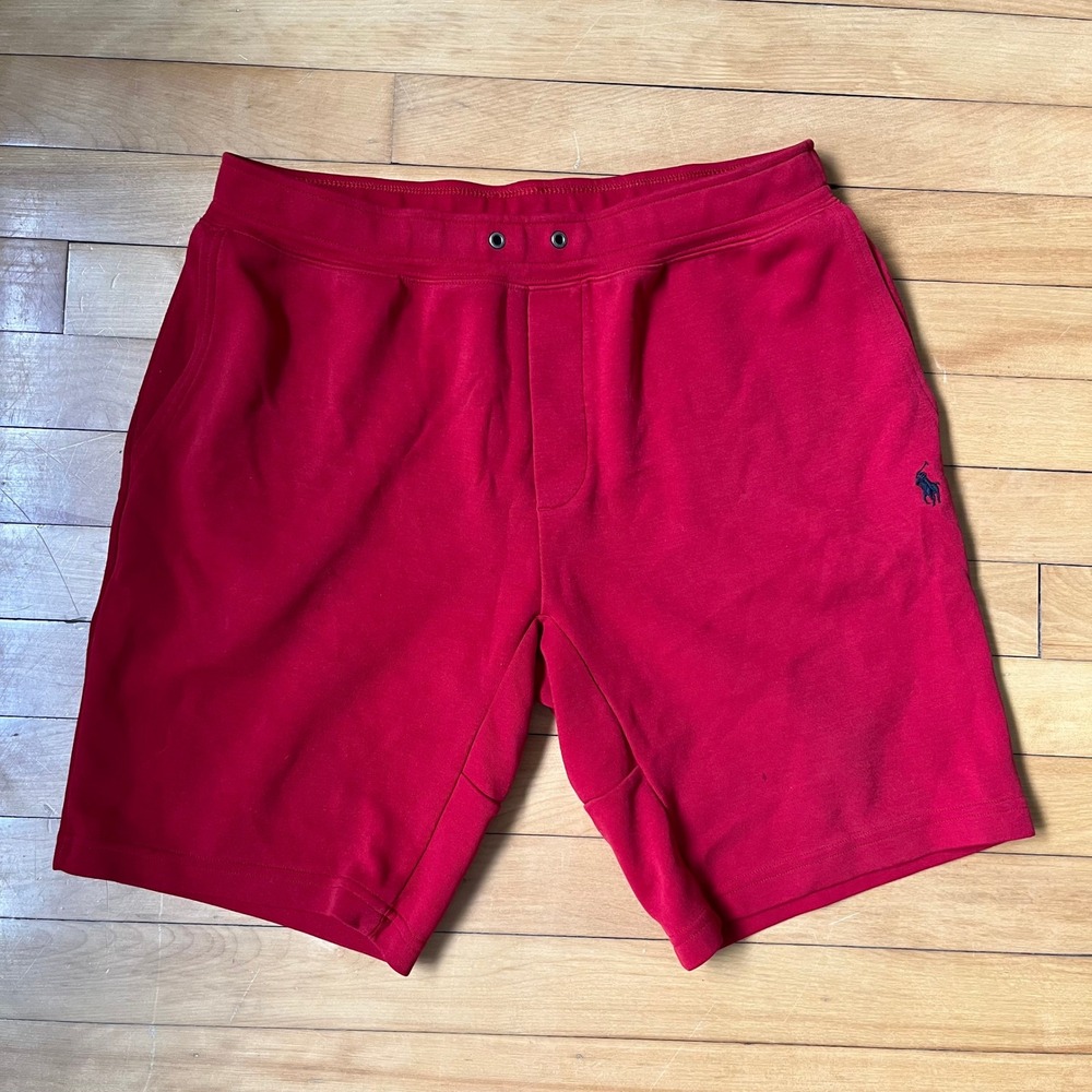 Polo Ralph Lauren Mens Red Double Knit Sweat Shorts Size Medium Pony Logo
